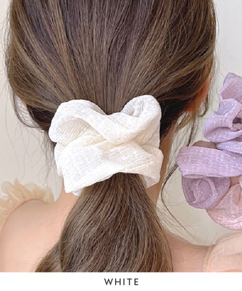 ヘアーアクセサリー シフォン シュシュ ヘアアレンジ オフィスカジュアル ヘアゴム 韓国 ファッション パステルシフォンシュシュ フューティアランド Futier Land D Fashion