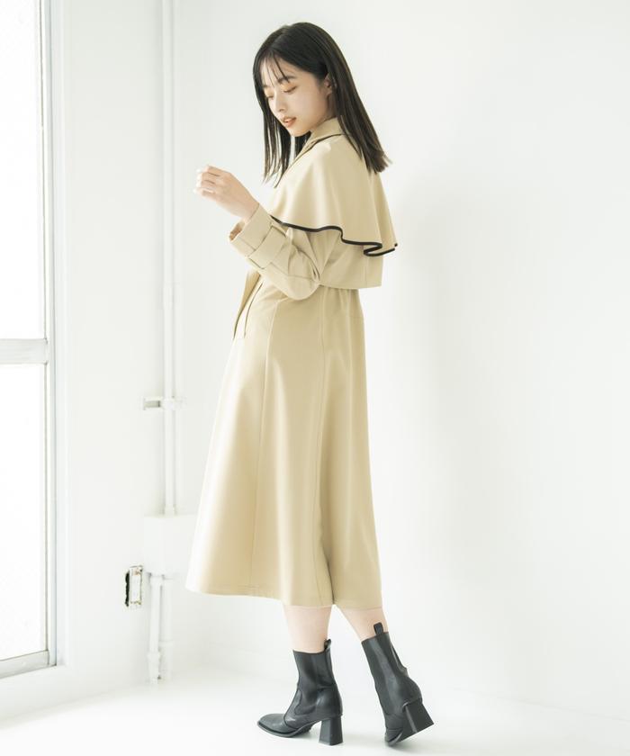 REDYAZEL パイピングトレンチノースリワンピース M ベージュ REDYAZEL（レディアゼル）の「パイピングトレンチノースリ