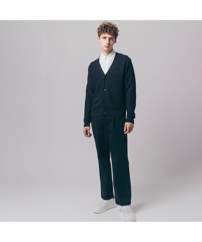 LACOSTE ミリタリーニットカーディガン 黒 クーポン】【セール 30%OFF】ラコステ LACOSTE ミリタリーニット