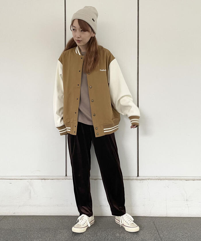 美品22AW】BEIGE, ATTIN ツイード スタジアムジャンパー 4