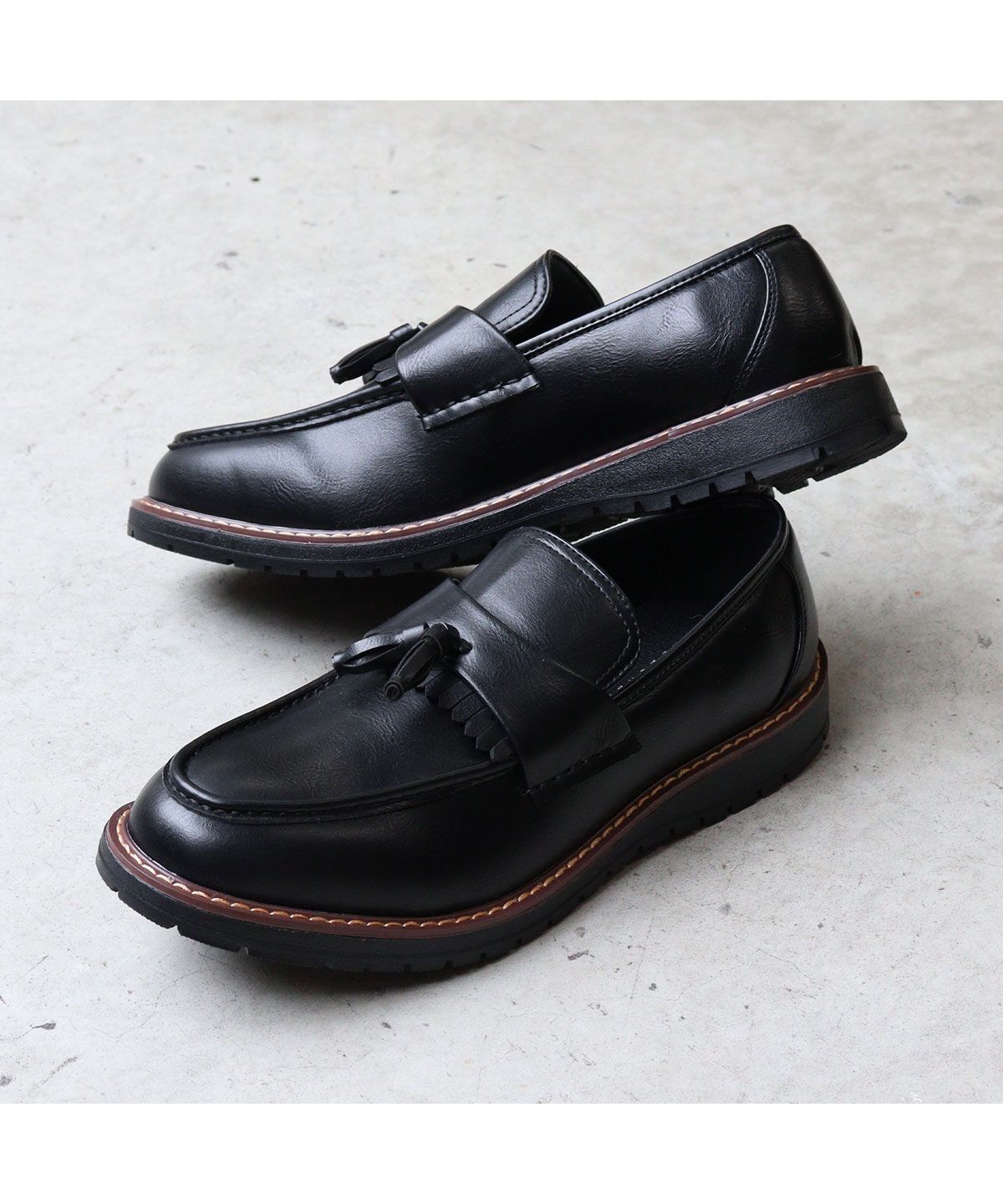Dr. Martens フリンジ付きローファー 黒赤 26cm ADRIAN タッセルローファー