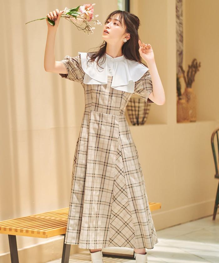 衿付きチェックワンピース(504950918) | ウィルセレクション
