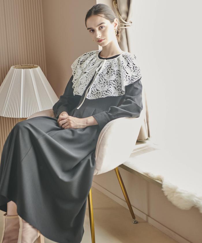 セール 50%OFF】セパレートレースケープワンピース(504950946 セール 50%OFF】セパレートレースケープワンピース(504950946