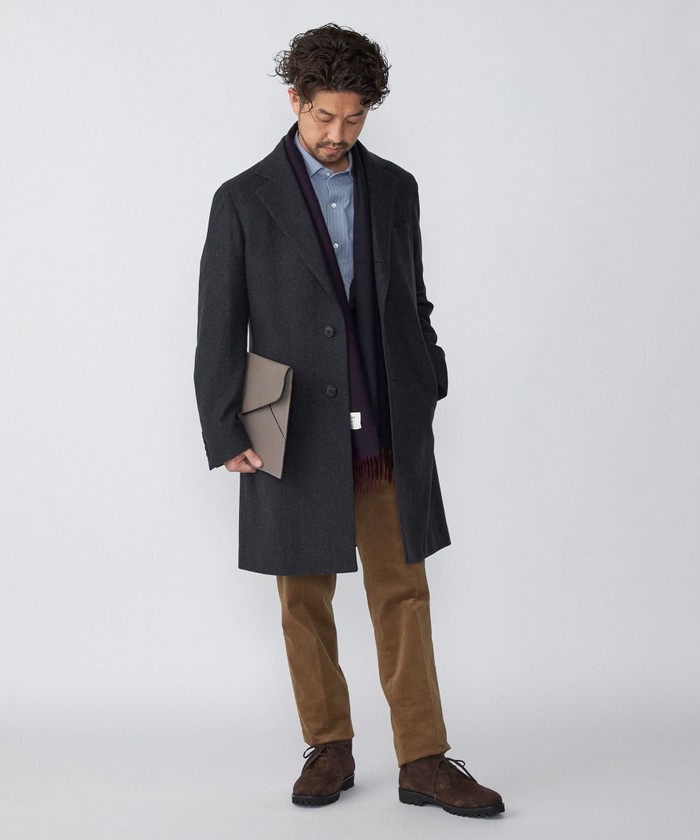 【美品】SHIPS シップス　ウールチェスターコート　ネイビー　紺 SHIPS: ウール/カシミヤ ロング チェスターコート（チェスター