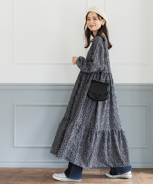 クーポン】【セール 10%OFF】リーフ柄Vネックロングカーディガン