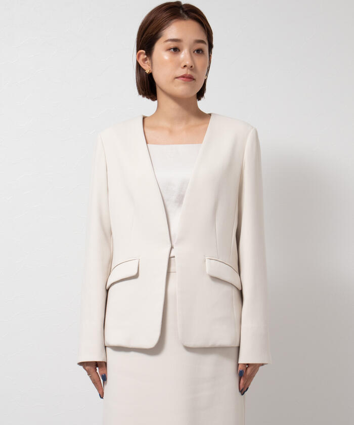 新品】ノーリーズ 撥水 ダブルクロス ノーカラージャケット