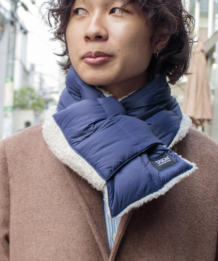 TAION/タイオン】GLOSTER別注 ボアリバーシブルマフラー ダウン TAION/タイオン】GLOSTER別注 ボアリバーシブルマフラー ダウン
