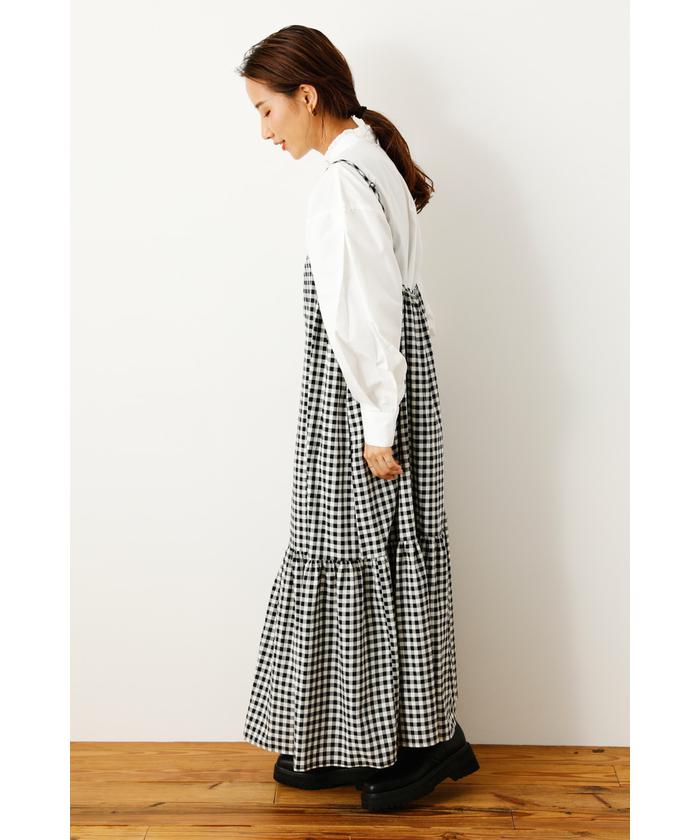 セール 40%OFF】チェックギャザーキャミワンピース(504956937