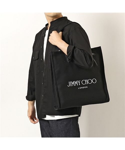 セール 10 Off Jimmy Choo ジミーチュウ トートバッグ Logo Tote Ffq メンズ キャンバス ショッピングバッグ 鞄 Black Black ジミーチュウ Jimmy Choo D Fashion