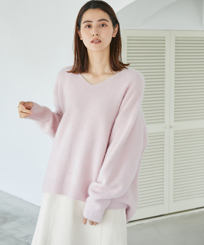 セール 30%OFF】チャイニーズラクーンウールVネックニット