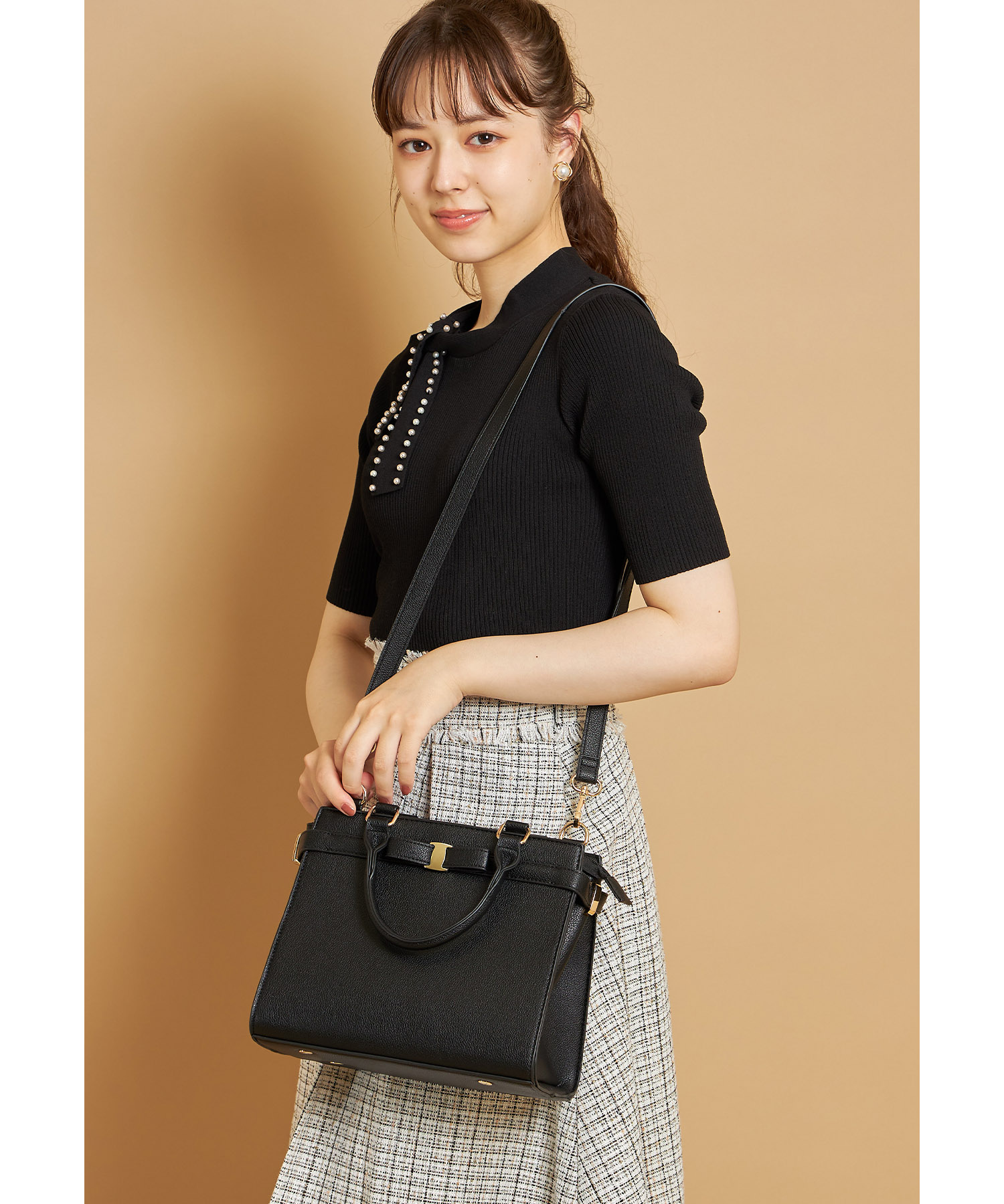 クーポン】ショルダー付き2WAYリボンモチーフデザイン