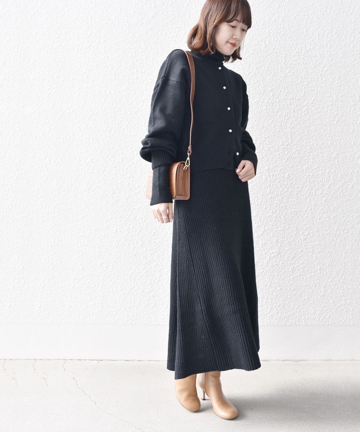 セール 50%OFF】*〈手洗い可能〉カーディガン+リブワンピース セール 50%OFF】*〈手洗い可能〉カーディガン+リブワンピース