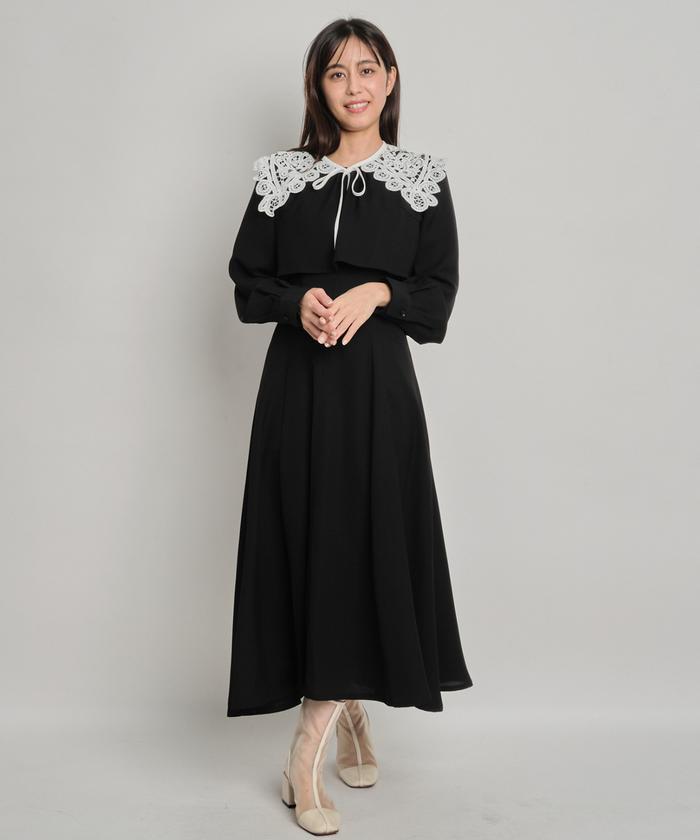 セール 50%OFF】2WAYレース襟レイヤードワンピース(504957156 セール 50%OFF】2WAYレース襟レイヤードワンピース(504957156