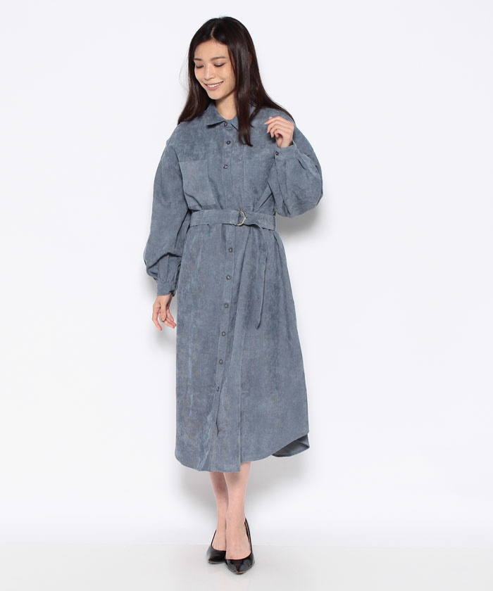 セール 50%OFF】コール共ベルト付シャツワンピース(504959596