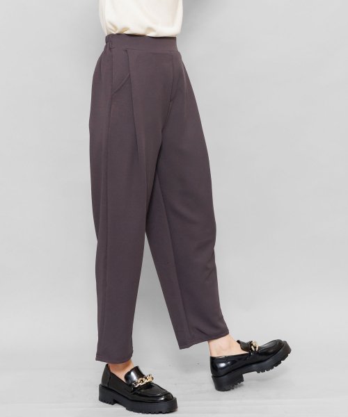 セール19 Off タックワイドパンツ レディース ボトムス ジャージ素材 ウエストゴム パンツ 無地 ミリアンデニ Mili An Deni D Fashion