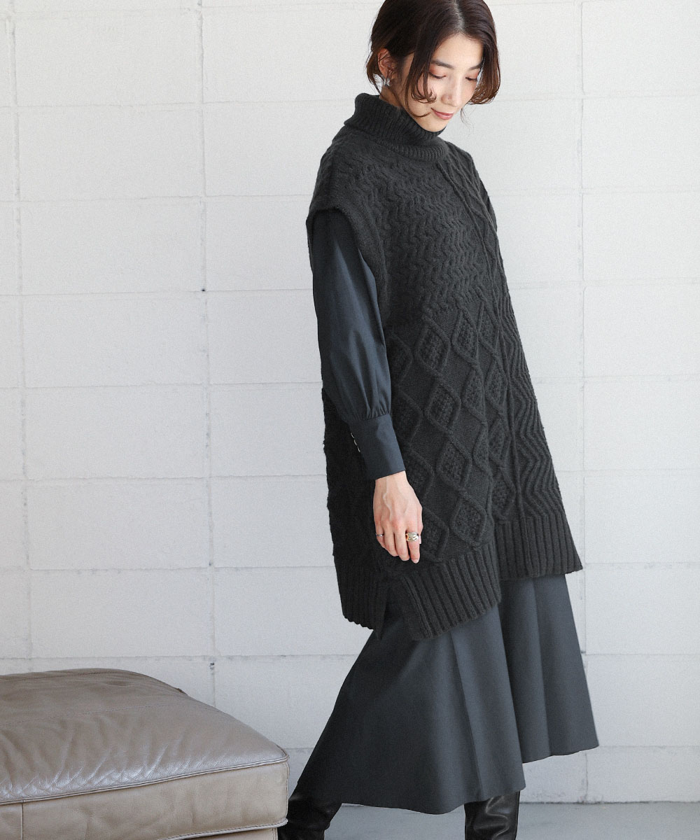 ブージュルード Bou Jeloud 柄ニットTワンピースS×裾フレア ブージュルード Bou Jeloud 柄ニットTワンピースS×裾フレア