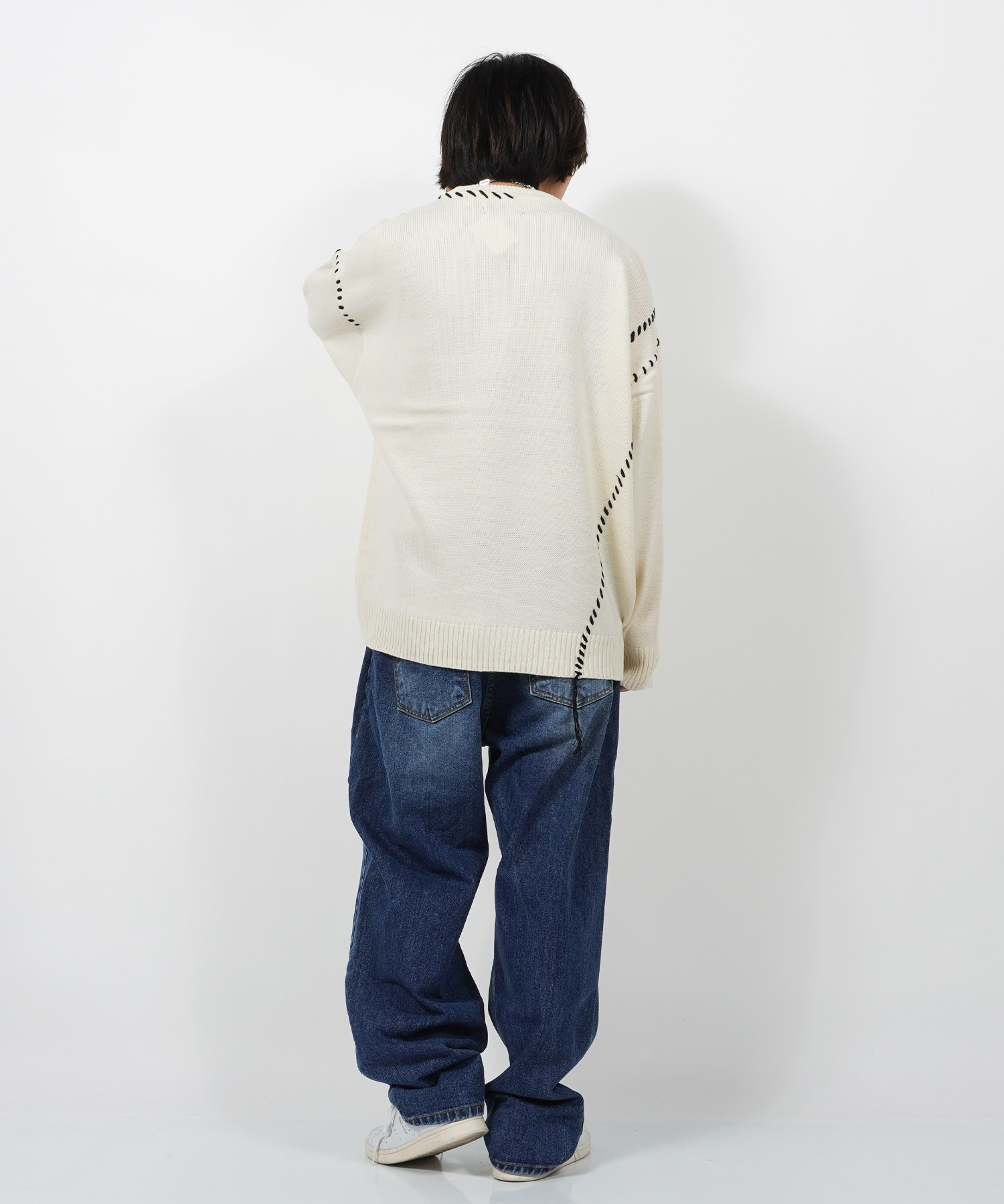 ETRO 44 ニット　セーター　トップス　ブラック　ホワイト　ブラウン　長袖 雪柄プルオーバーニット（98-72KI11-204）｜コムサイズム（COMME