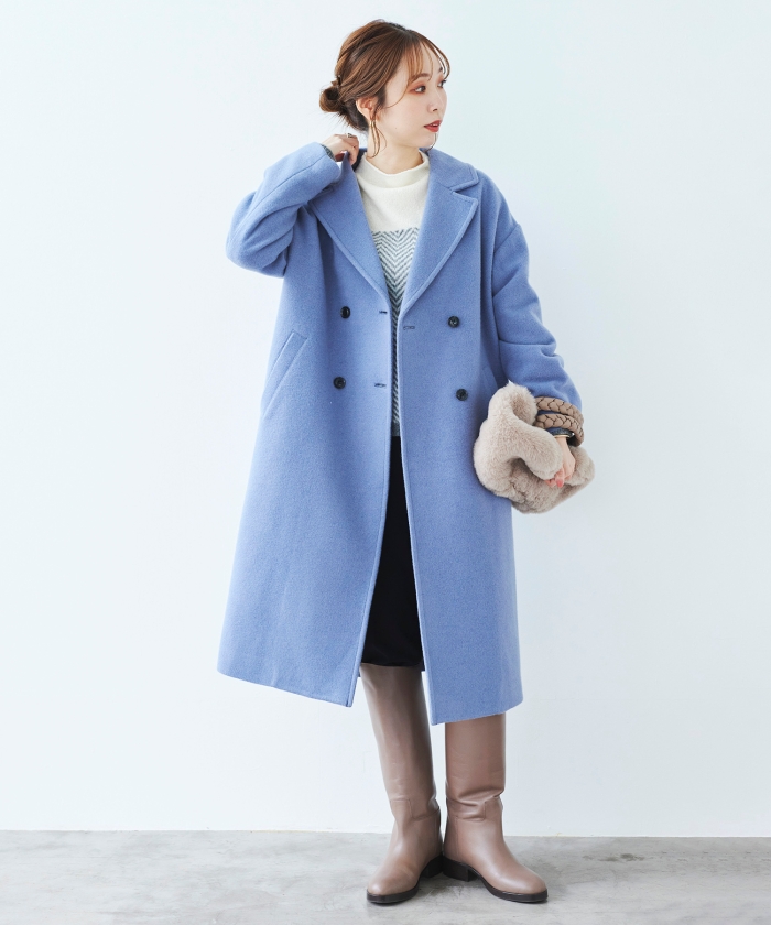 le.coeur blanc ウールモッサダブルチェスターコート le.coeur blanc ウールモッサダブルチェスターコート（グレー