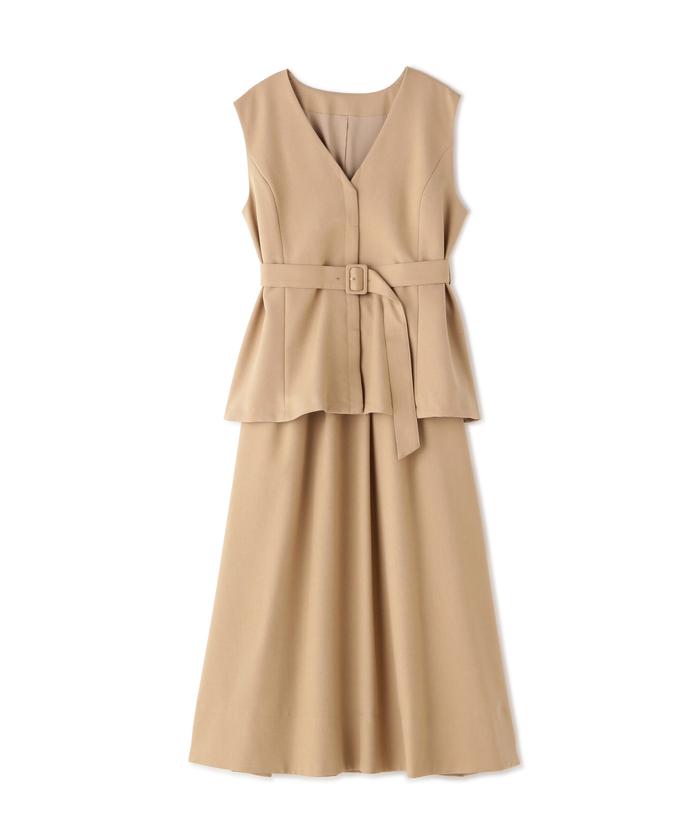 【美品】 NATURAL BEAUTY BASICベージュ セットアップ L&M セール】ペプラムベストセットアップ(504974052) | ナチュラル