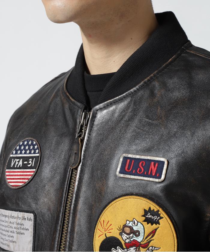 セール】AGED LEATHER BLOUSON TOMCATTERS / エイジド レザー セール】AGED LEATHER BLOUSON TOMCATTERS / エイジド レザー