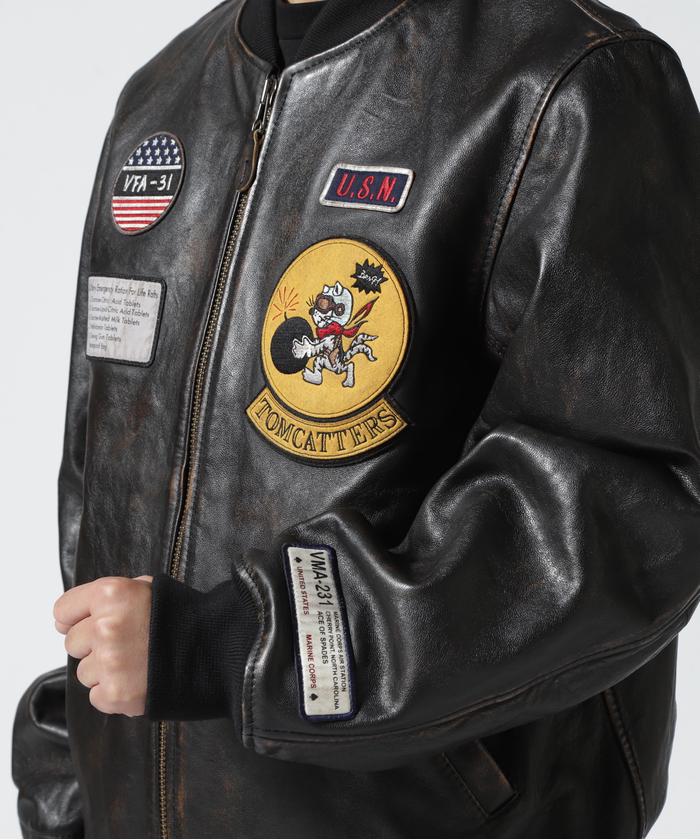セール】AGED LEATHER BLOUSON TOMCATTERS / エイジド レザー セール】AGED LEATHER BLOUSON TOMCATTERS / エイジド レザー