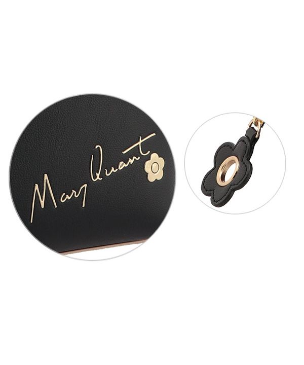 2-5日着 MARY QUANT ゴールドロゴプリント ジップラウンドポーチ マリークワント MARY QUANT ゴールドロゴプリント ラウンド