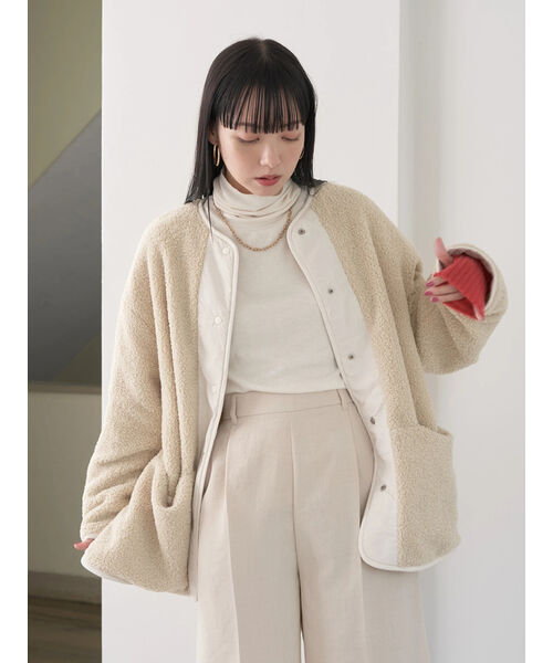 ボア×ポリエステル フィッシュテール リバーシブル コート セール 50%OFF】ボアキルティングリバーシブルコート(504975497