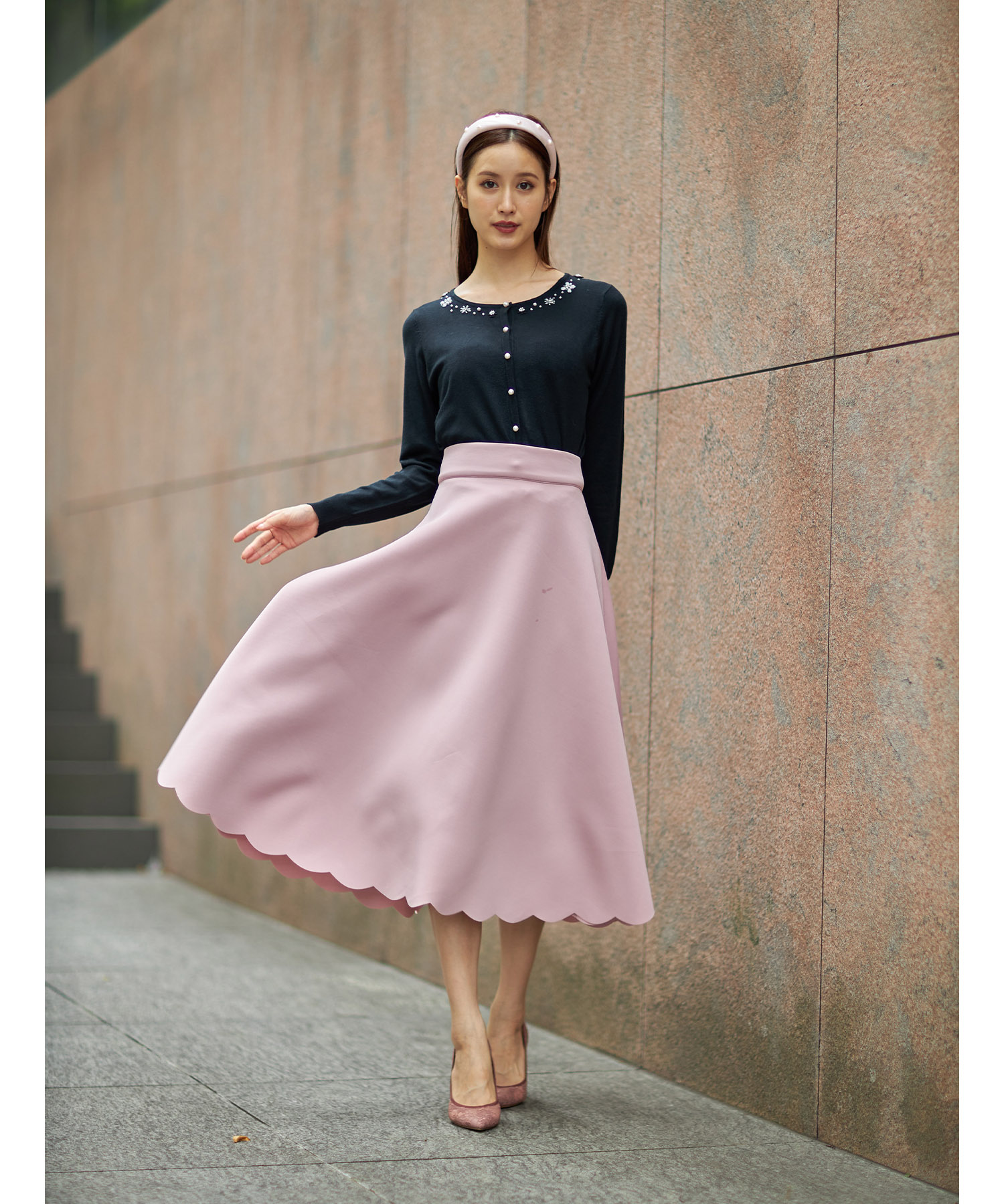 リデンテ] トリアセテート キャディ ロング スカート, black