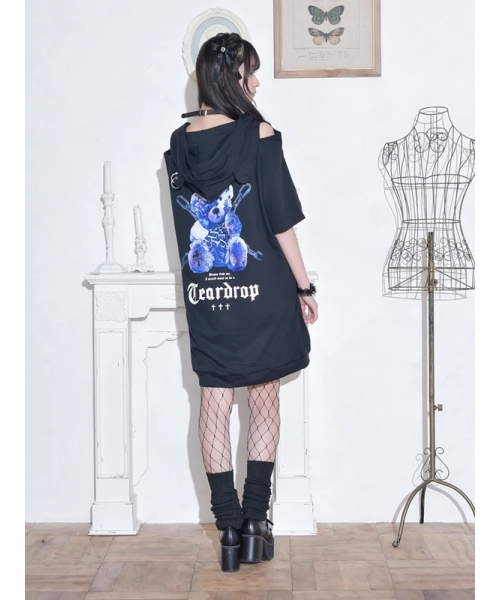 かぐれ　フーディーチュニック Charcoal パーカー かぐれ フーディーチュニック Charcoal パーカー トップス