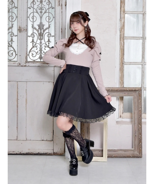 オリジナルデザイン手作り商品 nohea ノヘア ☆ フリルサスペンダー付きタイトスカート 2WAY Mサイズ 