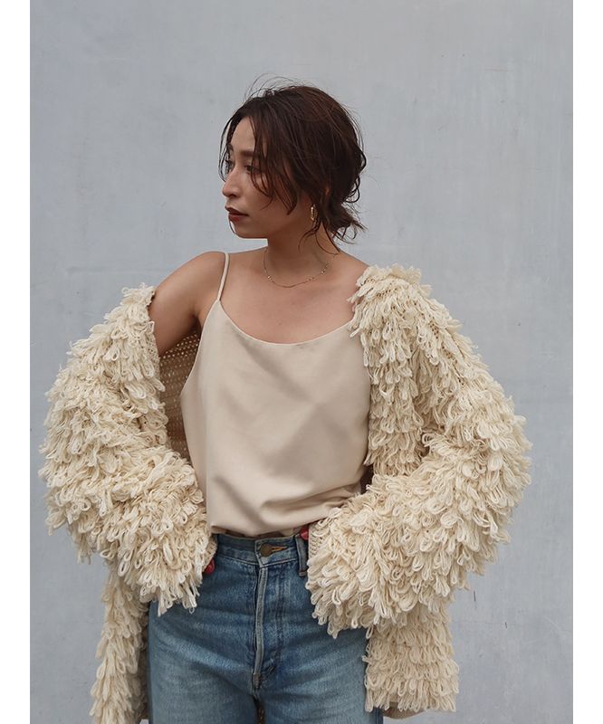 美品CREDONA クレドナ デザインニットポロカーディガン