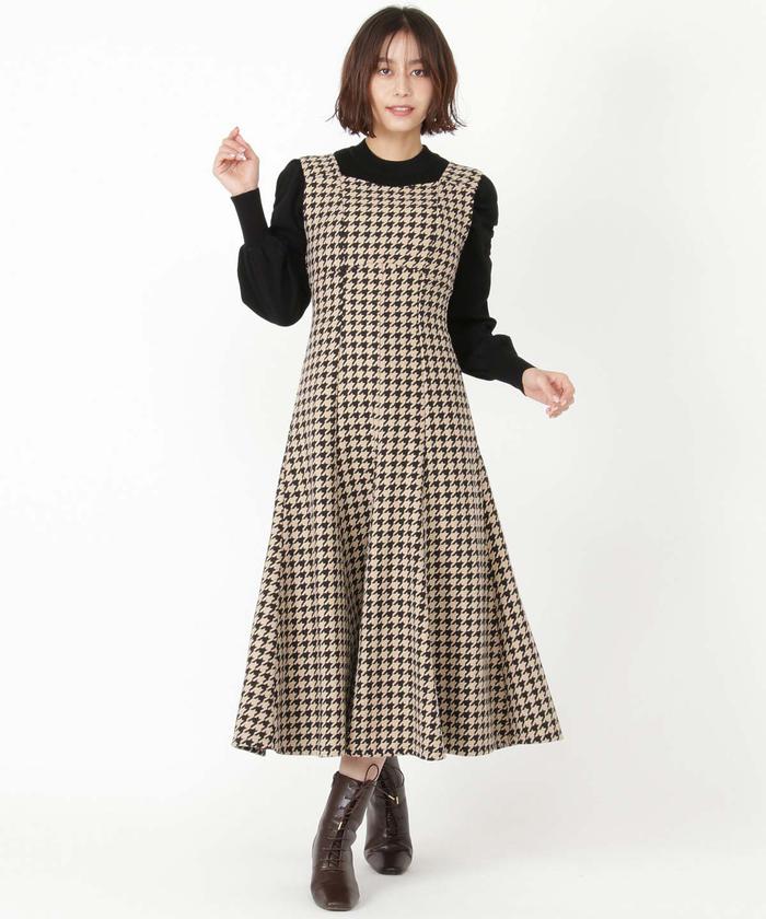 セール 30%OFF】千鳥柄ツイードジャケット+ワンピース セール 30%OFF】千鳥柄ツイードジャケット+ワンピース