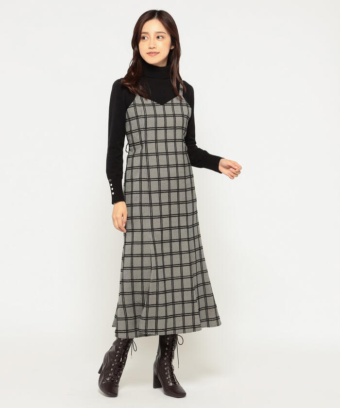 ミッシュマッシュワンピース　チェック ミッシュマッシュ MISCH MASCH チェックレースアップドッキング