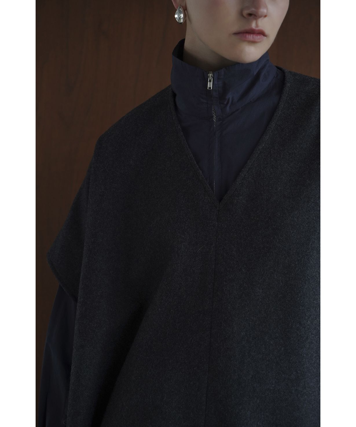 CLANE 2WAY WOOL SIDE RIBBON PONCHO ポンチョ CLANE（クラネ）の「CLANE/クラネ/2WAY WOOL SIDE RIBBON PONCHO