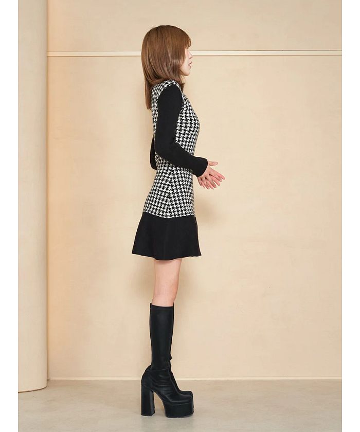 Darich ポイントフリルチェックミニワンピース ポイントフリルチェックミニワンピース(504985856) | Darich