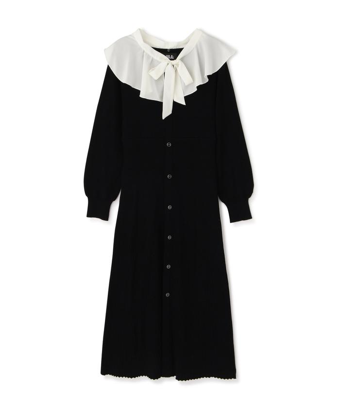 ラッフルカラー付きニットワンピース(504986682) | ジル バイ ラッフルカラー付きニットワンピース(504986682) | ジル バイ