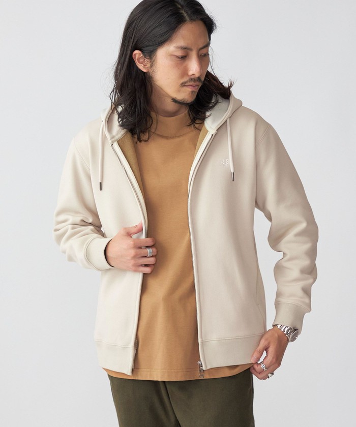 セール】*SHIPS: ワンポイント ロゴ 梨地 ボンディング フリース ジップ パーカー(504992681) | シップス メン(SHIPS  MEN) - d fashion