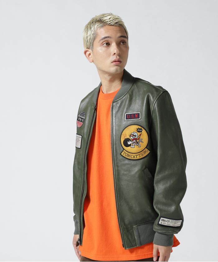 セール】AGED LEATHER BLOUSON TOMCATTERS / エイジド レザー セール】AGED LEATHER BLOUSON TOMCATTERS / エイジド レザー