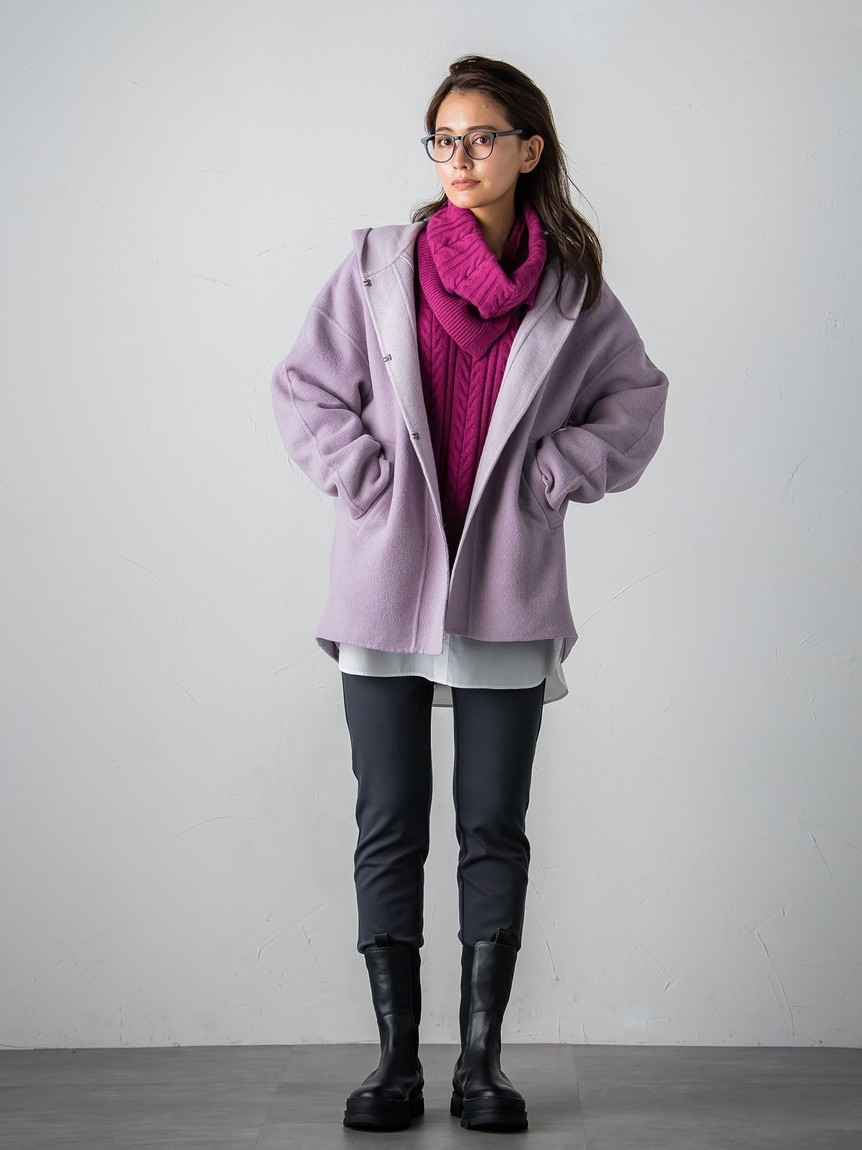 メイソングレイ 【新品・タグ付き】ダブルフェイス　ミドル丈　フーディ　コート メイソングレイ MAYSON GREY ダブルフェイスフーディミドル