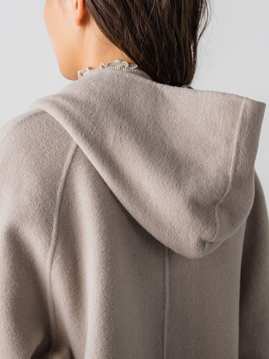 メイソングレイ 【新品・タグ付き】ダブルフェイス　ミドル丈　フーディ　コート メイソングレイ MAYSON GREY ダブルフェイスフーディミドル