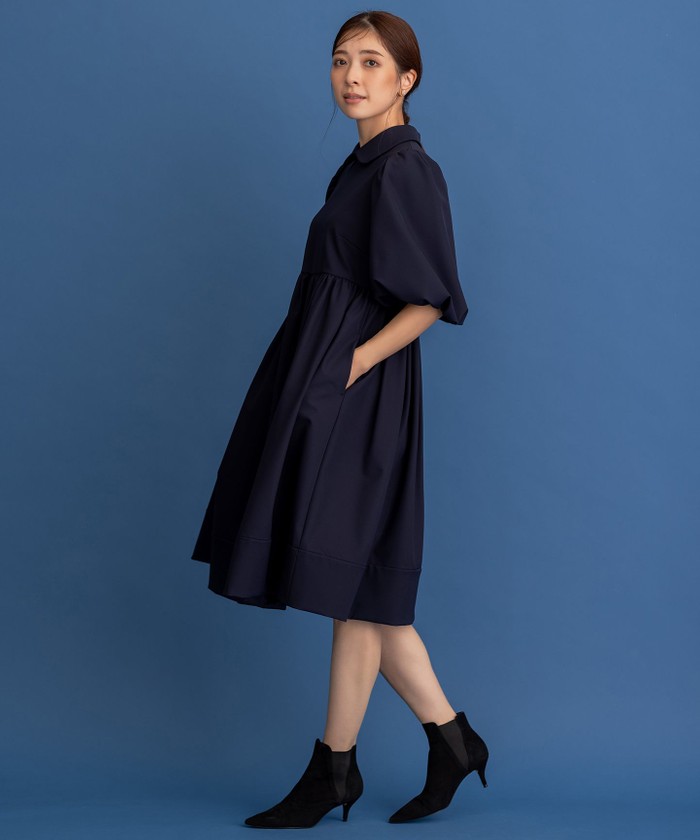 【新品】組曲NAVY　大きいサイズ　ダブルクロスストレッチ ワンピース KUMIKYOKU NAVY】ダブルクロスストレッチ ワンピース(505000921