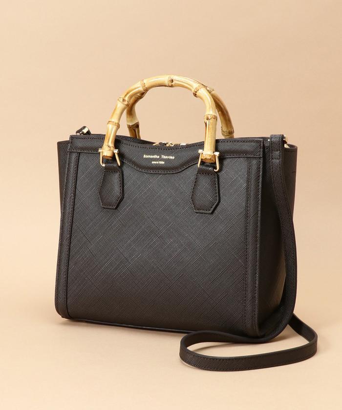 柔らかい柔らかいSamantha Thavasa バンブー持ち手ハンドバッグ