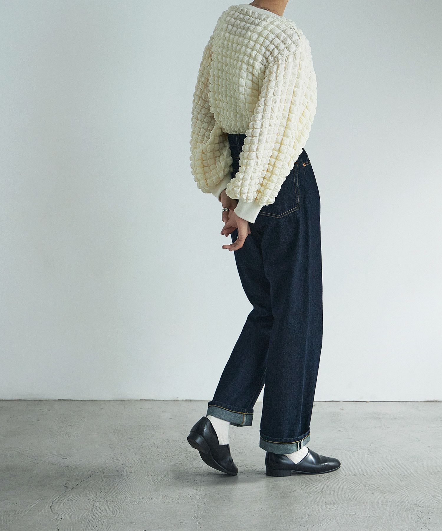 【関税なし】HOBBS ホッブス myadelyn コットン混 トップス クーポン】etoll. エトル ポップコーンワッフルプルオーバー