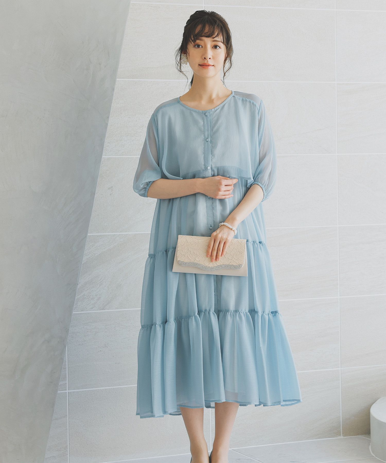 結婚式 ピンク　niana 授乳口付きマタニティパーティードレスワンピース ニアナ niana 授乳口付きマタニティパーティードレスワンピース