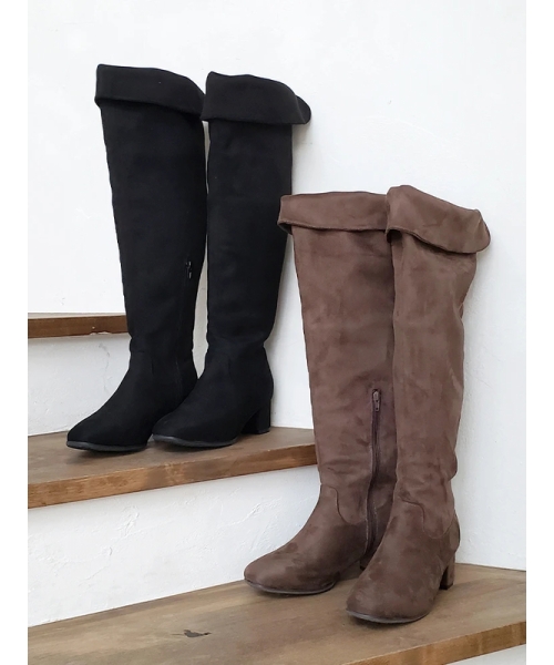 新品未使用/2way■カジュアルレザー ニーハイブーツ L ブラウン スウェード リジェイ＆スプル Re－J&SUPURE 【la farfa SHOES/ラ