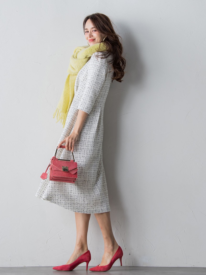 【美品】Viaggio bluビアッジョブルー/リントンツイードワンピース LINTONツイードワンピース | Viaggio Blu（ビアッジョブルー