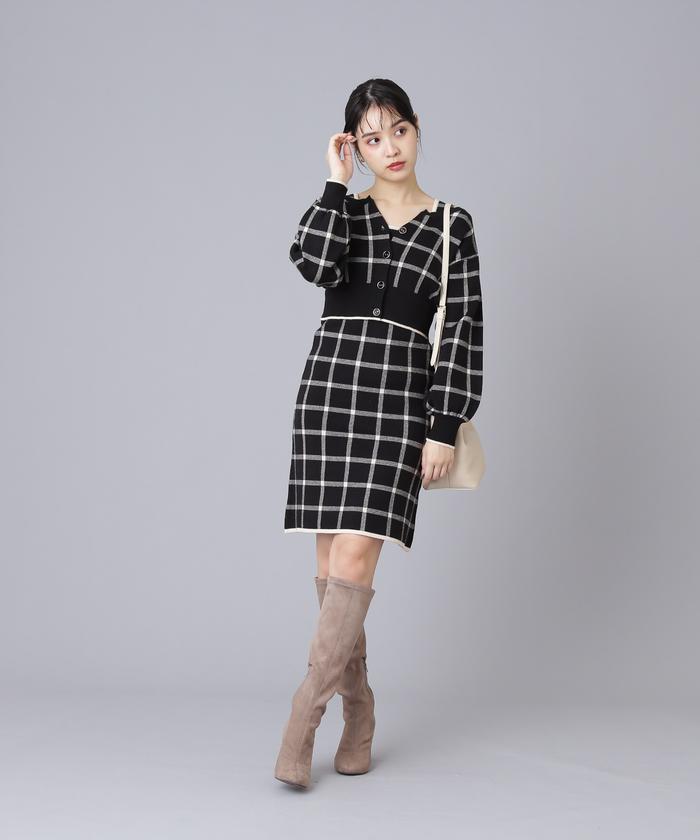 セール 30%OFF】チェックジャガードニットセットアップ WEB限定