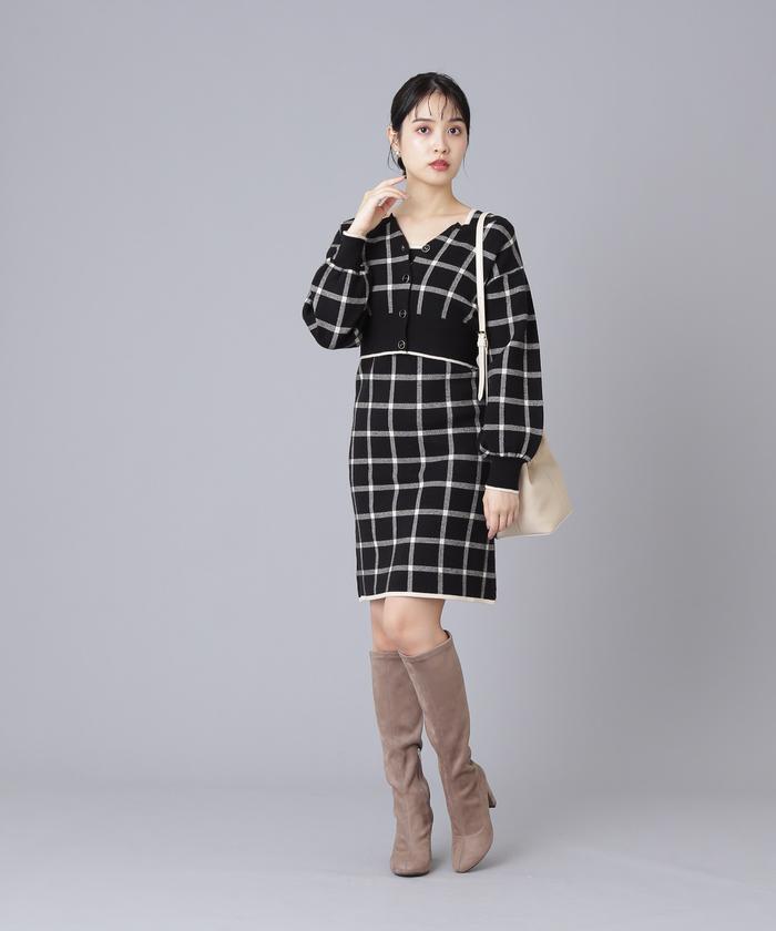 JILL STUART ジャガードニットセットアップ セール 30%OFF】チェックジャガードニットセットアップ WEB限定