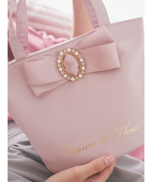 セール 40%OFF】ピンクリボンパールバックルトートバッグ