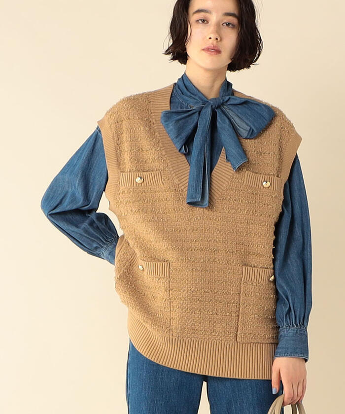 セール 60%OFF】◇【WEB限定】ツイード柄Vネックベスト